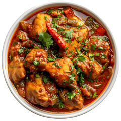 Doro Wat (Spicy Chicken Stew) Food Dish top view isolated on a transparent background