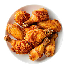 Fried Chicken Food Dish top view isolated on a transparent background