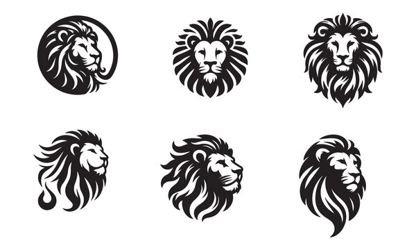 lion head vector logo icon illustration silhouette