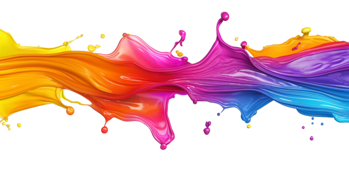 colorful splash of paints isolated on transparent background, art splash.