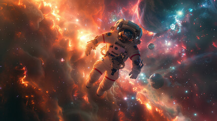 Astronaut floating in space. Generative AI