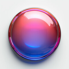 Shiny blue and pink object on white surface. Generative AI