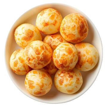 P&atilde;o de Queijo Food Dish top view isolated on a transparent background