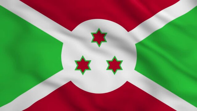 Burundi flag waving in the wind. National flag of Burundi. Sign of Burundi seamless loop animation. 4K