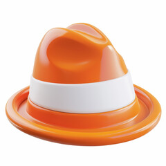 Fototapeta premium 3d rendering of an orange hat with a white band, clip art 3d, isolated white background.