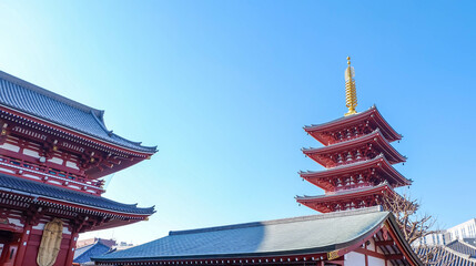 Sensoji Temple or Asakusa Kannon Temple  is the oldest temple in Tokyo,Japan - obrazy, fototapety, plakaty