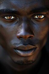 Close-up portrait of an african man with black skin