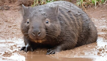 a wombat enjoying a mud bath upscaled 4