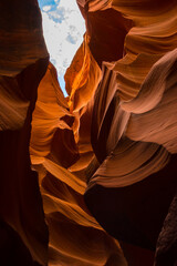 Waves of antelope canyon and sky view