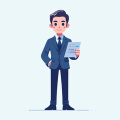 illustration of a standing business man holding a document