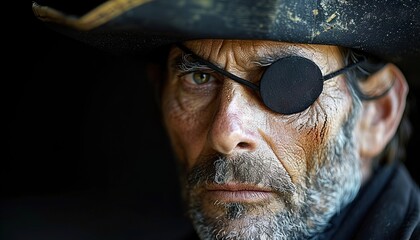 Serious man pirate with eye patch 