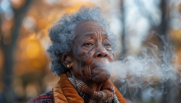 Senior lady smoking