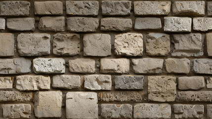 Fototapeta premium Stone Wall Texture. Brick Wall Background. Rough Stone Surface. Ancient Brickwork. Weathered Vintage Old Masonry Rustic Aged Architecture Pattern Urban Brown Grey Gray