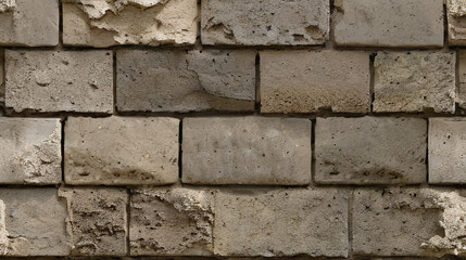 Fototapeta premium Stone Wall Texture. Brick Wall Background. Rough Stone Surface. Ancient Brickwork. Weathered Vintage Old Masonry Rustic Aged Architecture Pattern Urban Brown Grey Gray