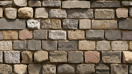 Obraz premium Stone Wall Texture. Brick Wall Background. Rough Stone Surface. Ancient Brickwork. Weathered Vintage Old Masonry Rustic Aged Architecture Pattern Urban Brown Grey Gray