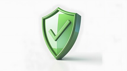 cartoon 3d Icon safety shield check mark perspective . green symbol security safety icon. Checkmark in minimalistic style. 3d vector illustration. white background