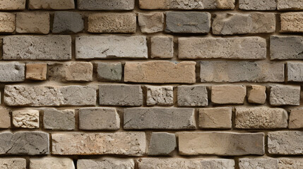 Fototapeta premium Stone Wall Texture. Brick Wall Background. Rough Stone Surface. Ancient Brickwork. Weathered Vintage Old Masonry Rustic Aged Architecture Pattern Urban Brown Grey Gray