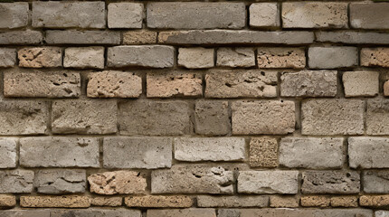 Fototapeta premium Stone Wall Texture. Brick Wall Background. Rough Stone Surface. Ancient Brickwork. Weathered Vintage Old Masonry Rustic Aged Architecture Pattern Urban Brown Grey Gray