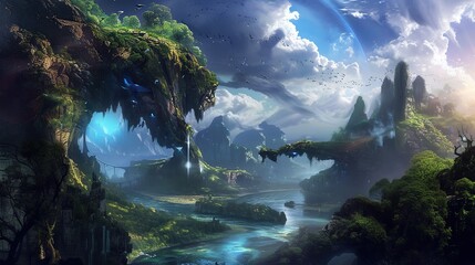 breathtaking fantasy landscape that sparks the imagination. AI Generative