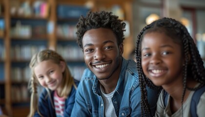 Fototapeta premium Smiling african american young male teacher