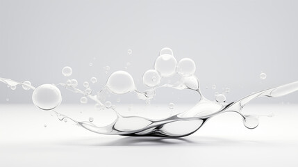 Minimalistic pure flow white liquid bubble, white plain background