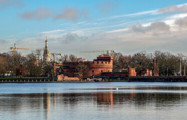 Don Tower, view from the Upper Lake. Kaliningrad. Russia