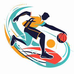 A man is playing basketball and is about to shoot the ball
