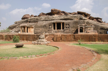 Ravana Padi Cave Temple. Rock cut temple in Aihole, Karnataka, India.