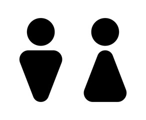 
Icon depicting black toilet icons (male and female) on a white background