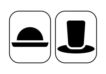 Icon depicting black men's and women's hat toilet icons on a white background