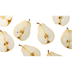 fresh sliced pears isolated on a transparent background