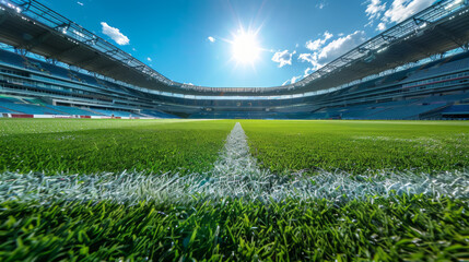 Fototapeta premium A soccer field with a white line down the middle