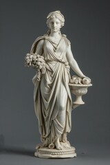 Statue of the Greek goddess Athena with a bowl of flowers