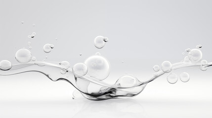 Minimalistic pure flow liquid bubble, white plain background