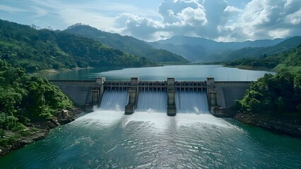 Hydropower: A Reliable Energy Source, Flood Barrier, and Ecological Balancer. Concept Renewable Energy, Water Management, Sustainable Infrastructure, Environmental Conservation, Renewable Resources