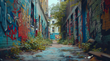 Graffiti art in a local alley representing the essence of the community through vibrant colors and creative expressions.