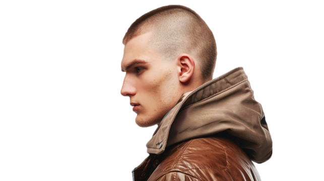 A man with a buzz cut isolated on transparent background, Man with buzz cut png