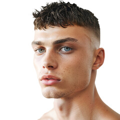 Obraz premium A man with a high and tight hairstyle isolated on transparent background