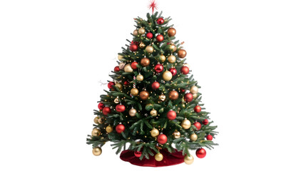 decorated christmas tree isolated on a transparent backgrounds