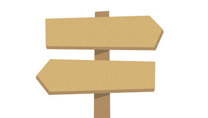 2方向のコルク模様の道しるべのイラスト