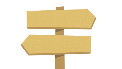 2方向のコルク模様の道しるべのイラスト