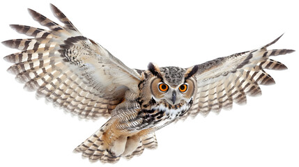 flying spread winged owl isolated on a transparent background - Powered by Adobe