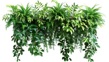 Assorted tropical plants showcased on a white background