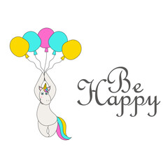 Greeting Card with Cute Cartoon Unicorn