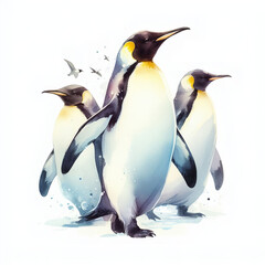 흰 배경, 귀여운 황제펭귄 (White background, cute emperor penguin)