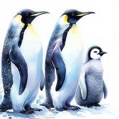 흰 배경, 귀여운 황제펭귄 (White background, cute emperor penguin)