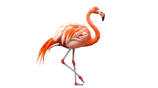Standing flamingo isolated on a transparent background - Powered by Adobe