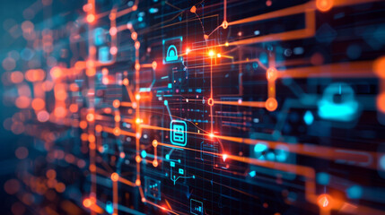 Visual representation of interconnected digital networks and flowcharts used in business processes.
