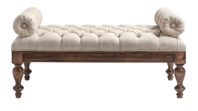 upholstered bench isolated on a transparent background