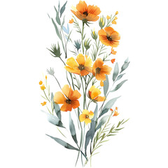 watercolor summer wildflower floral decoration